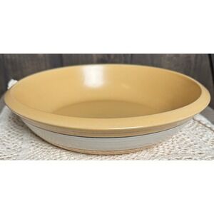 Over and Back Yelloware Yellow Round Ceramic Baking Dish Pie Plate Sailboat Logo